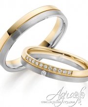 Обручальные кольца из комбинированного золота, с бриллиантами