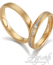 Обручальные кольца из красного золота с бриллиантами